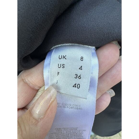 VICTORIA BECKHAM ASYMMETRIC PLEATED TIERED SLEEVELESS CREPE SHIFT DRESS SZ 4 - Picture 14 of 16